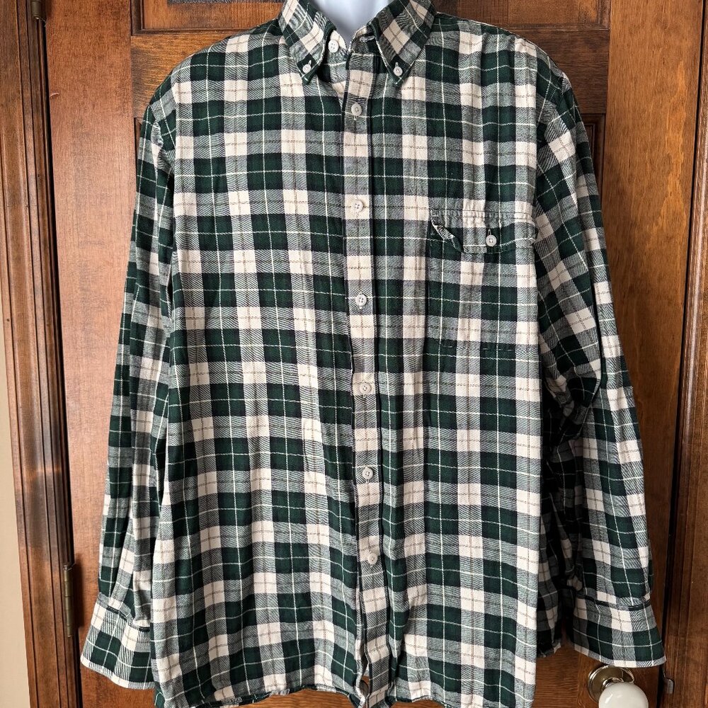 Nordstrom Green/White Plaid Flannel Shirt - Regular Fit - XX-Large